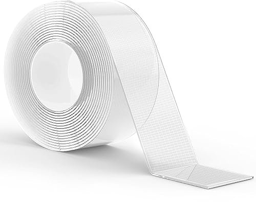 LLPT Doppelseitiges Klebeband I Handgerissen Nano Tape I Strapazierfähiges Transparent Montageband I 50MM X 5M für den Heimbüro-Laden Dekokartenposter Fotowand (LPNT5001)