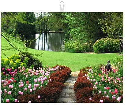 Manor Garden Bedruckte Abtropfmatte Küche Geschirr Matte Saugfähig Geschirr Abtropfmatten Große Geschirr Trocknen Pad für Theken Tops Abtropfgitter