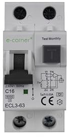 E-Corner | Interruttore Magnetotermico Differenziale Elettronico Tipo A | 1P+N 16A 30mA | 230V AC 50HZ | Confezione da 6 pezzi