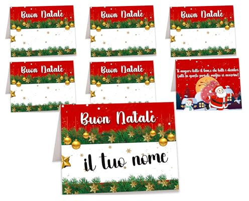 30 Marque Place de Noël en italien Porte Nom Table en Papier Père Noël