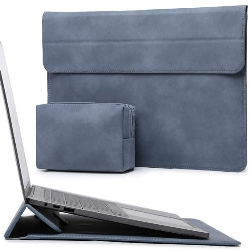 HYZUO 13 Inch Laptop Sleeve Case with Stand for 2025-2018 MacBook Air 13 M4 M3 M2 M1, 2025-2016 MacBook Pro 13 M2 M1, 13 iPad Pro/Air, Surface Pro 11/10/9, XPS 13, with Pouch, Haze Blue