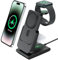 Magnetic Wireless Charger Stand & Detachable Power Bank | Fast Charging Magnetic Wireless Charging Station for Apple iPhone 16, 15, 14, 13, & 12 iWatch and AirPods, Removable 5000mAh Battery (Black)