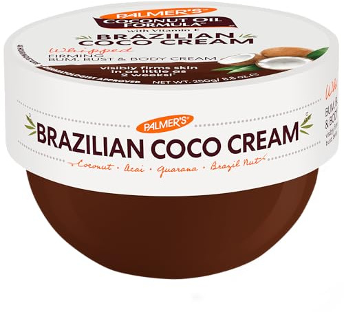 Palmer's Coconut Oil Formula Brazilian Coco Cream with Vitamin E, 8.8 Fl Oz, Whipped Bum, Bust & Body Cream, Helps with Skin Tightening & Firming
