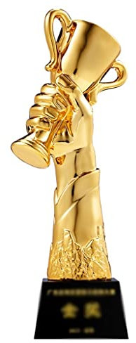 SWAYVES Coupe de Trophée En Résine, Trophée de Récompense de Couronne de Vente de Réunannuelle D'Entreprise Plaquée Or/Gold/8 * 28Cm