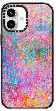 CASETiFY Impact iPhone 16 Plus Case [Slim / 8.2 ft. 4X Military Grade Drop Protection/Compatible with Magsafe] - My Neon Summer - Clear Black