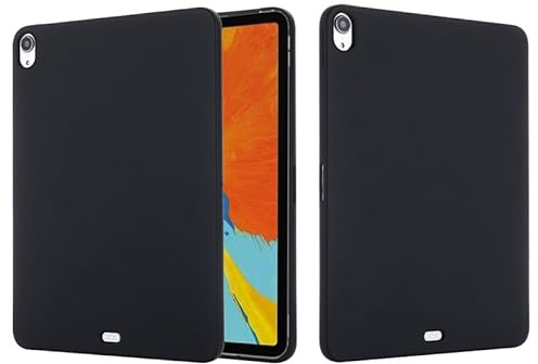 Tablet Hülle für iPad Air 11 Zoll M2 2024 Liquid Silicone Case Flexible Soft Gel Rubber Slim Fit Protective Shockproof Bumper Cover Black