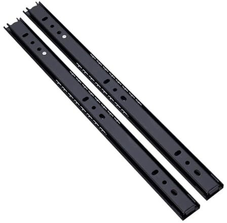 Glissiere Pour Tiroir Charge Lourde Glissière de tiroir noire épaisse à deux sections, glissière à billes de 8 à 20 pouces, quincaillerie de tiroir for meubles GlissièRes Pour Tiroirs(Black-18 inch-45