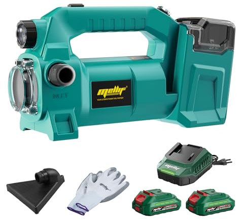 Mellif Akku Wasserpumpe für Makita Akku 18V, Gartenpumpe mit Akku 4000 mAh,Bürstenlos Motor,Fördermenge 1895 L/h,Förderhöhe 18 m,LED Licht für Garten (inkl. MELLIF 2 Akku 2.0 Ah + 1 Ladegerät 2.0Ah)