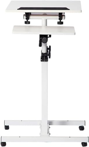 CAFIEDR Rednerpult aus Stahl, höhenverstellbar, 95–150 cm, Rednerpultständer, Kanzeln, feststellbare Rollen, Rednerpult (weiß)