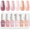 Nail Polish Set - 6PCS Nude Pink Nail Varnish - Air Dry Natural Solid Color Fast Drying Nail Polish - No Chip Long Lasting Nail Set No Need UV Home DIY Salon Gift Set