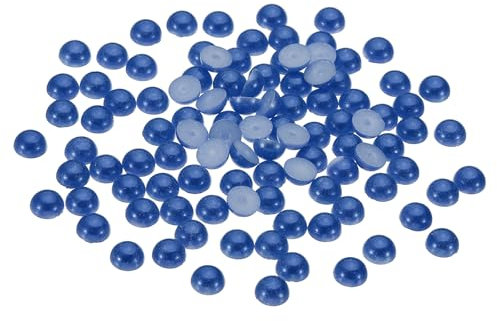 PATIKIL 1500Pcs Flatback Pearls Beads for Crafting, 4mm Half Round Resin Beads Flatback Pearls for Nail Charms Handmade Phone Case Embellishment, Blue