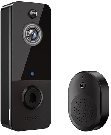 NJGRAE Smart Video Doorbell Camera Wireless with Chime, AI Human Detection, HD Live View, 2.4G WiFi, Night Vision, Cloud Storage, Battery Powered, Cloud Storage,Indoor Outdoor Surveillance
