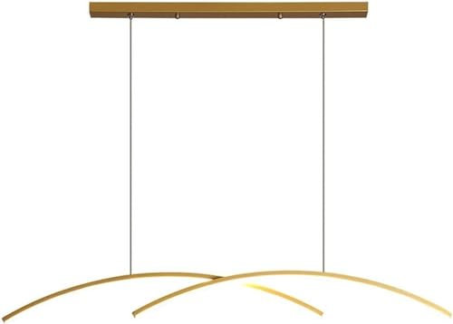 JSIOPYUB Iluminación Colgante de 2 Luces para Isla de Cocina Lámpara Lineal para Mesa de Comedor Lámpara LED Regulable de 26 W Lámpara Colgante de Tira Larga Negra Dorada para Dormitorio Sala de