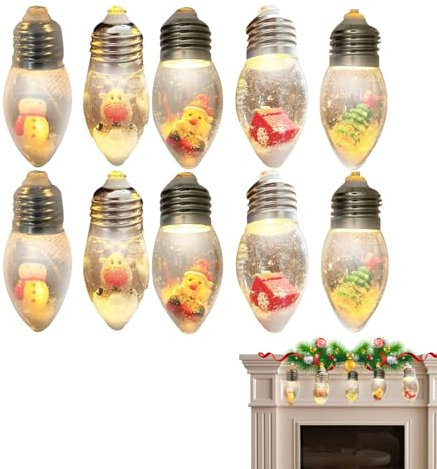 Generisch Weihnachts-Schneekugel-kette,Weihnachtsbaum-Schneekugel-kette | Vintage Schneekugel ketten | Cartoon-Weihnachtsbaum-LED-für den Winter, Neujahr, Haus, Garten, Hinterhof