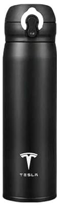 Auto Thermobecher für Tesla Model 3 2017-2023, Doppelwand Edelstahl Travel Mug mit Auslaufsicher Deckel Kaffeetasse Heiß und Kalt Halten Wasserflasch Zubehör,Black