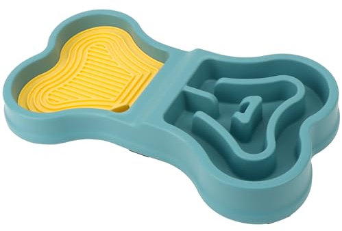 OWill Double Slow Feeder Dog Bowl, Plastics Dog Slow Feeder Bowl Prevents Bloat in Dogs, Promotes Healthy Eating and Slow Digestion For Small Medium Large Pets