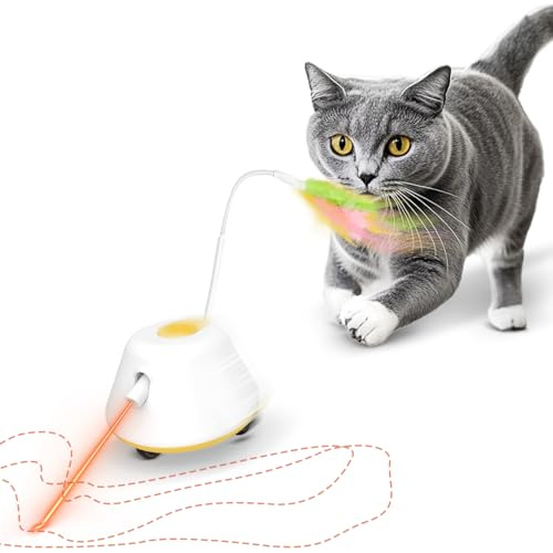 Interaktives Katzenspielzeug Elektrisches katzenspielzeug interaktiv für Übungen und Spiel,Intelligenzspielzeug für katzen,einen abnehmbaren Spielzeugkörper, drei Ersatzfedern und eine Laserfunktion
