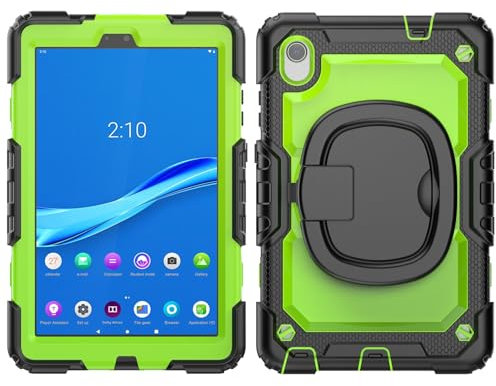 Funda protectora para tableta Case Compatible with Lenovo Tab M8 HD 8 inch TB-8505F/8505X/8705F 2019/2020 Case with Screen Protector, Full Body Protective Rugged Cover Rotating Handle Silicone Case(Ye