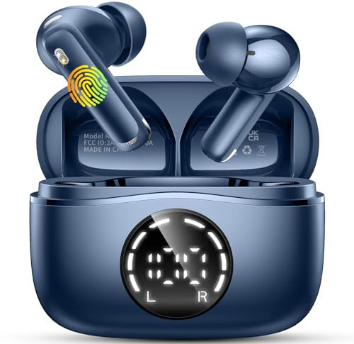 Bluetooth Kopfhörer, NEW In Ear Kopfhörer Kabellos Bluetooth 5.4 mit 4 Mikrofon ENC Noise Cancelling telefon kabellose kopfhörer , HiFi Stereo, 48H Spielzeit, IP7 Wasserdicht USB-C Ohrhörer Marineblau