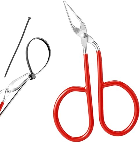 Cable Tie Opener, Pocket-Sized Stainless Steel Zip Tie Release Cutter Tool with Red Silicone Handle Cover for Untie and Improving Utilization ﻿