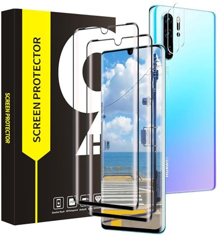 VSEER Protector de pantalla para Huawei P30 Pro, 2 + 2 unidades, dureza 9H, antiarañazos, HD transparente, P30 Pro, fácil instalación, libre de polvo, irrompible, cristal protector de pantalla