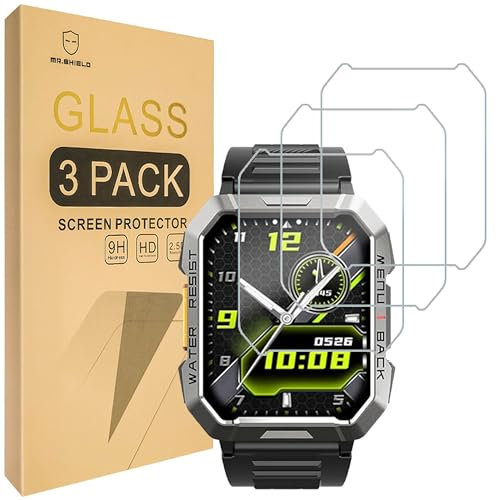 Mr.Shield Pellicola Protettiva per Blackview W60 2.01, IOWODO W60 Military Smart Watch Vetro Temperato [9H Durezza] [3 Pezzi] Protezione Schermo Senza Bolle