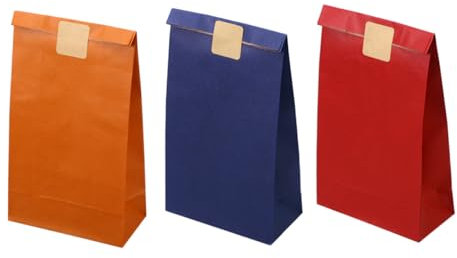 HAMPPLIES 120stücke Bunte Kraftpapier Geschenktüten Ohne Henkel Party Hochzeits Und Geburtstagsgeschenkverpackungen Rot Orange Dunkelblau Stabile Geschenktaschen Für Verschiedene Anlässe