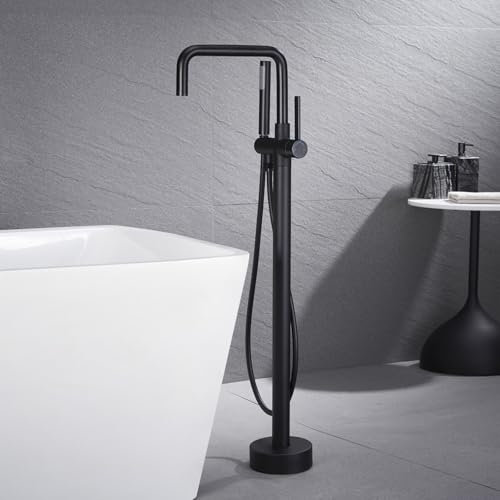 Freistehende Bad -Tap Black Einzelhebel Duschmischer Kipp rotierendes Tap Badezimmer Heiße kalte Wasserkippmischer Dusche
