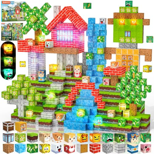 Crifeton Blocks 100 PCS Magnetic Building Blocks, 3+ STEM Montessori Sensory Toys, Magnetic Cube for for 3 4 5 6 7 8 9 10 11 12 8-12 Years Old Boys & Girls Birthday Gifts