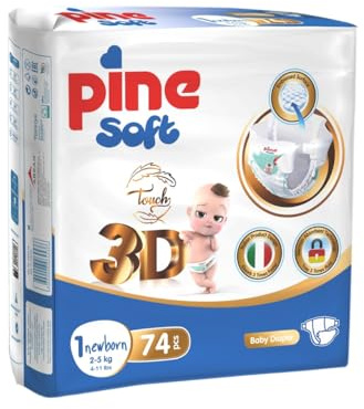 Pine Soft 3D Baby Windeln (Größe 1, 74 stück)