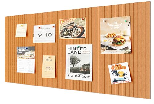 Rokeblau 120x80cm Large Bulletin Board, Decorative Felt Pin Board, 0.9cm Thick Foldable Photo Display Board with Self-Adhesive Tape, Vision Board for School Home Kitchen Office Walls - Orange
