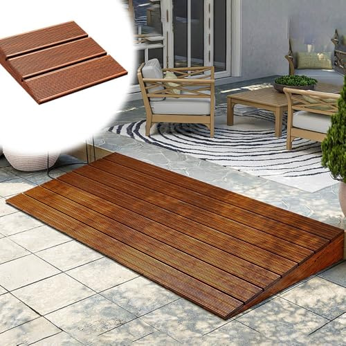 Rollstuhlrampe aus Holz für reibungslosen Schwellenübergang, rutschfeste Oberfläche für sicheren Zugang zu Hause, Haustür, Hof und Terrasse