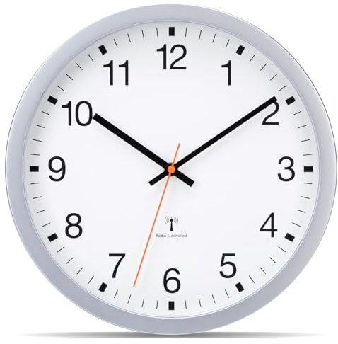 VIVILINEN Funkuhr Wand Lautlos Wanduhr Ohne Tickgeräusche, Breitem Rahmen
