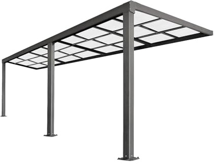 Vente-unique - Pergola adossée en Aluminium avec Toit Coulissant - 18 m² - Anthracite - IZEDA