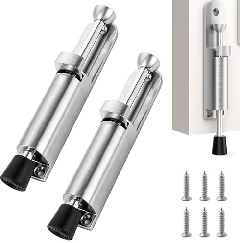 Türfeststeller Außen, 2 Stück Türfeststeller mit Fußbedienung Zinklegierung Pedal Türstopper Zinklegierung Federtürstopper mit Schrauben Türhalter für Garagentor Innentüren