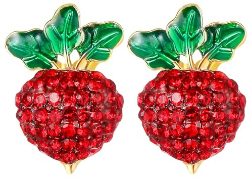 TEHAUX Radieschen Ohrringe Stecker aus Legierung 1 Paar Strass Ohrringe für Damen Leicht und Stilvoll für Thanksgiving und Auftritte 0.63 X 0.47 Zoll