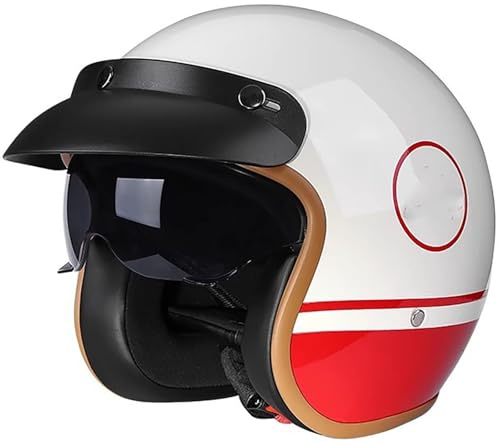 KKVGP Demi Casque Moto Retro avec Visière Vintage Casques Bols Homologué ECE Casque Mobylette Ouvert Demi Casque Homme Femme Casque Jet pour Cruiser Hélicoptère Scooter(4,XL(61~62CM))