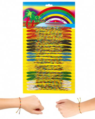 RAVNIX 100 Braccialetti dell'Amicizia Intrecciati Regolabili, Braccialetti Portafortuna Colorati Arcobaleno Stile Etnico, Regalini Fine Festa Compleanno Bambini e Ragazzi, Gadget Estivi