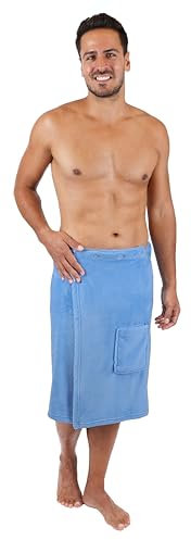 Betz Herren Saunakilt Sauna Kilt Wellness Regulierbar der Weite durch Knöpfe und Gummizug Farbe hellblau