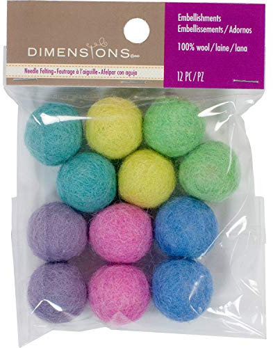 Dimensions Mehrfarbiges Wollknäuel-Set für Kunst und Handwerk, 12 Stück, 1,9 cm Durchmesser