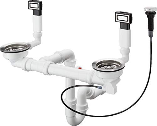 hansgrohe D15-11 Garniture de vidage automatique pour double cuve, acier inoxydable, 43932800
