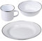 Trollingshop Camping-Geschirr-Set 3-TLG. aus Emaille, Weiss
