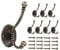Beilala Brass Coat Hooks Wall Mounted, 8 Pack Heavy Duty Dual Antique Robe Hooks for Door Bedroom Bathroom Kitchen Office Hallway Closets (Vintage Copper)