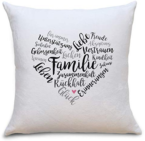 OWLBOOK Familie Herz Flauschige Kissenhülle mit Sprüchen Geschenke Geschenkideen für Deine Eltern zum Geburtstag