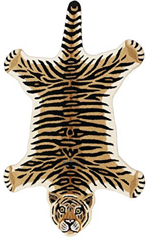 Teppich, Tigerform, handgefertigt, 100 % Wolle, 90 x 150 cm