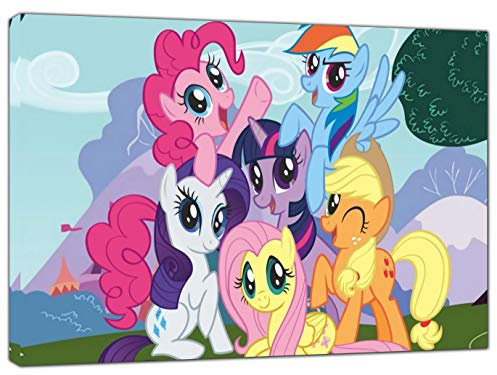 My Little Ponys Bild Reproduktion Druck auf gerahmter Leinwand, Wandkunst, Heimdekoration, 30 x 20 cm, 18 mm Tiefe