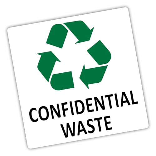 Platinum Place 1 x Confidential Waste Sticker Recycling Bin Sign Recycle Logo Environment 100mm Label