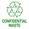 Platinum Place 1 x Confidential Waste Sticker Recycling Bin Sign Recycle Logo Environment 100mm Label