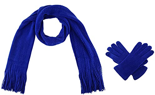 BRUCERIVER Damen Ultraweich Schal & Handschuh Set | Gestrickter, Touchscreen Funktion, Cable Design