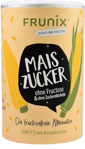 FRUNIX Maiszucker ohne Fructose, 500g Dose, feinst vermahlen, ohne Zuckeralkohole, fructosefrei, sorbitfrei, glutenfrei, vegan, fructosearme Ernährung